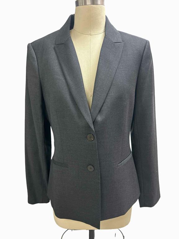 THEORY  NICHELLE WOOL BLEND MELANGE BASKETWEAVE BLAZER SIZE: 6