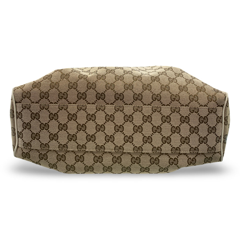 GUCCI VINTAGE Y2K GG CANVAS LOGO LEATHER SHOULDER BAG