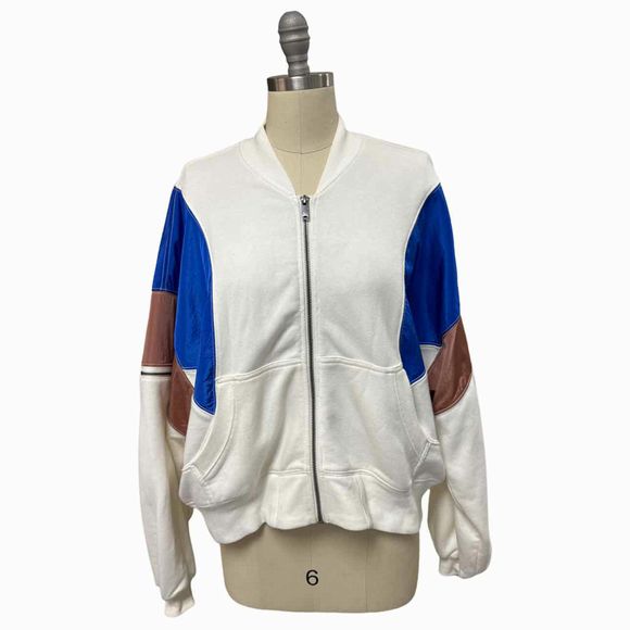 FREE PEOPLE MOVEMENT HOT TRACK VARSITY CREAM JACKET SIZE S