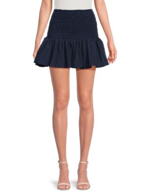 NEW! MISA AZAR FLARED SMOCKED NAVY MINI SKIRT SIZE SMALL