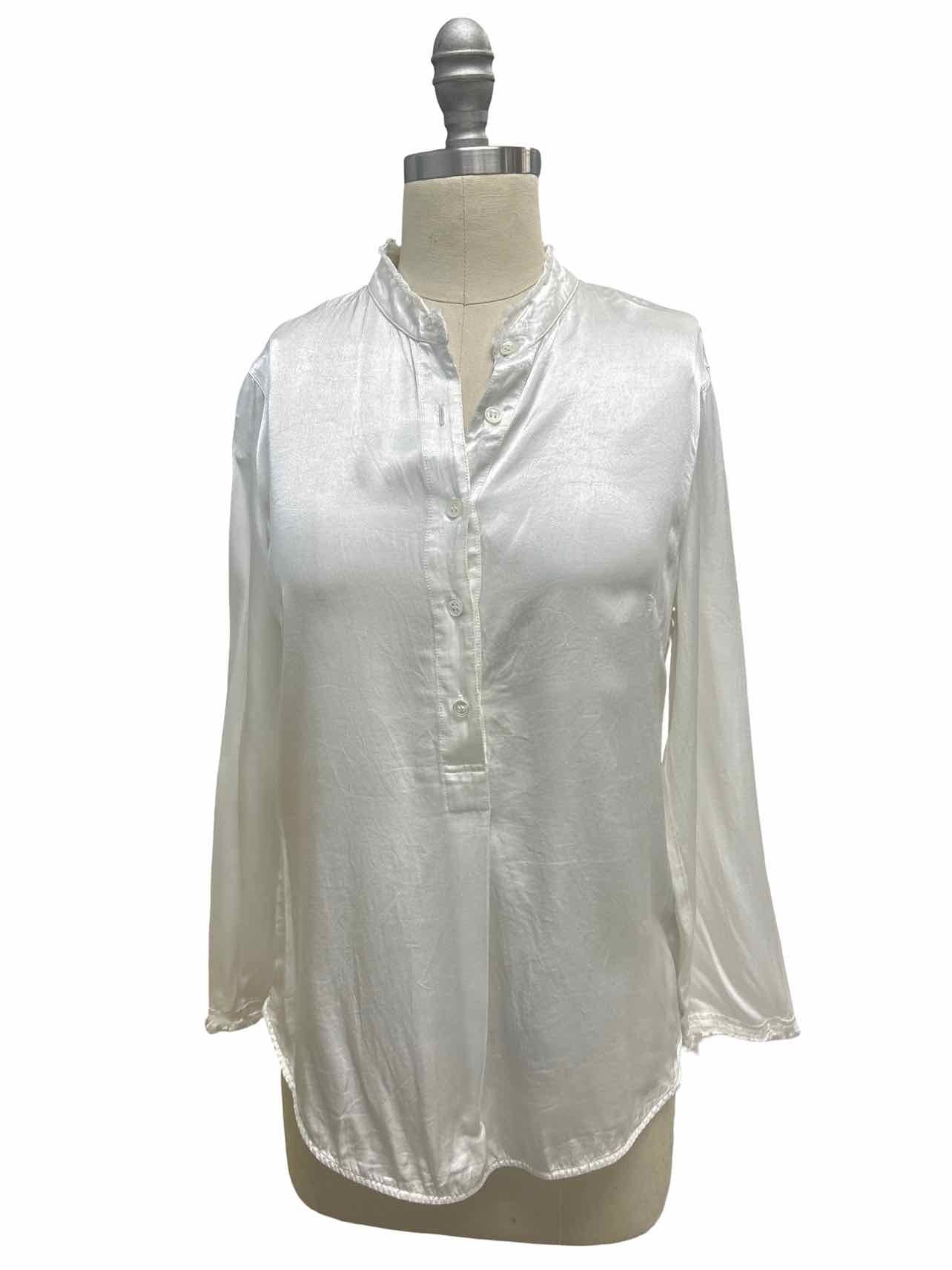 RAQUEL ALLEGRA PERFECT HENLEY BLOUSE WASHED WHITE SIZE: 0