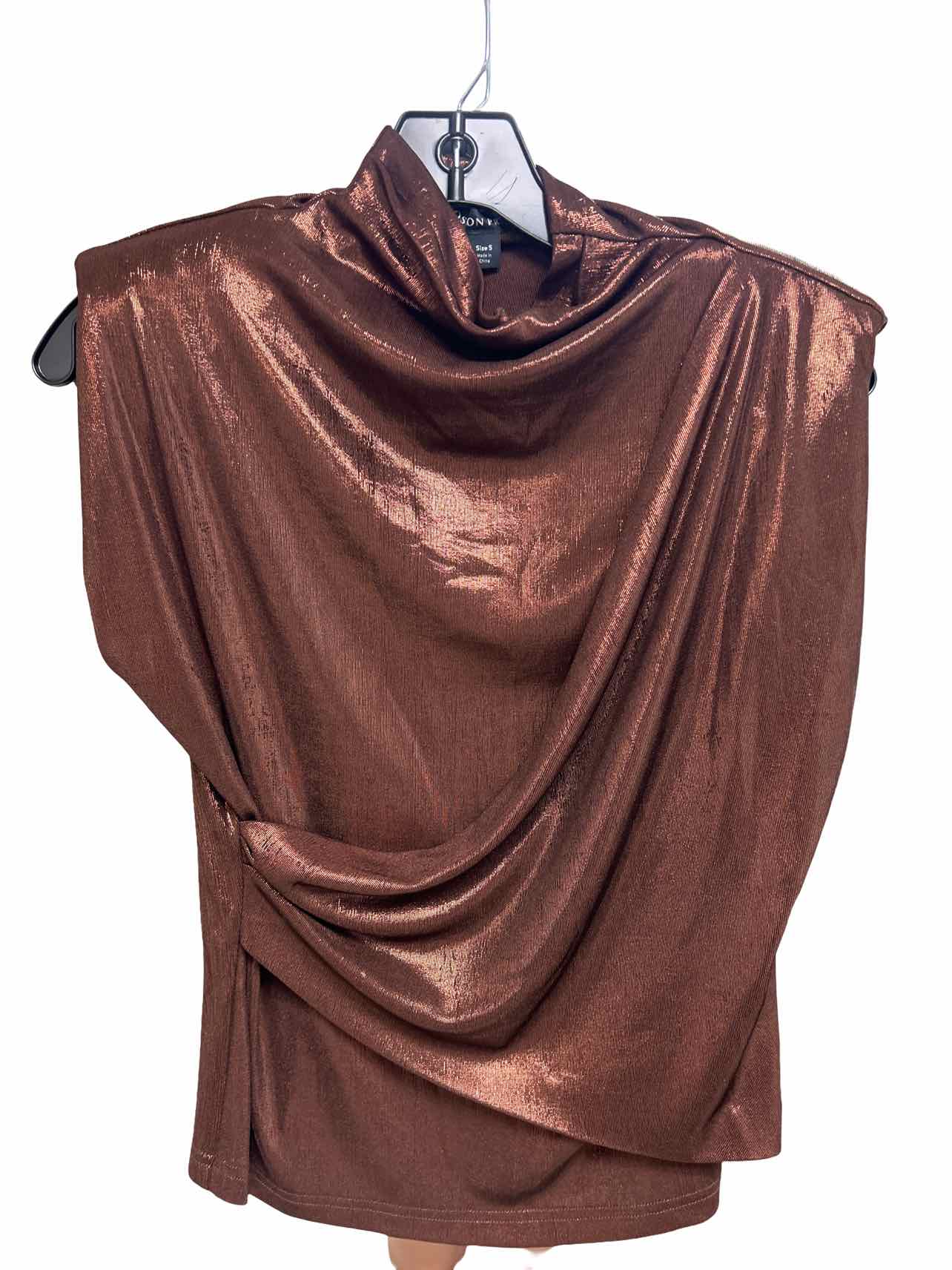 BOSTON PROPER METALLIC DRAPE MOCK NECK KNIT TOP SIZE: S