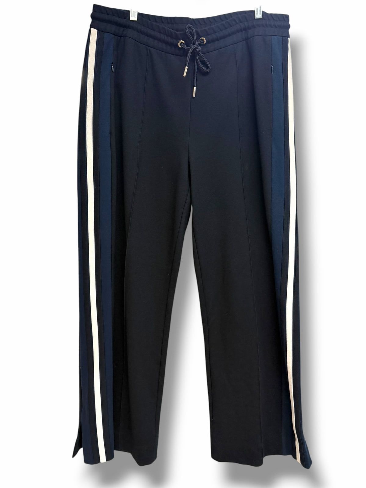 ME+EM BLACK WIDE LEG SIDE STRIPE PULL ON TROUSERS SIZE 12