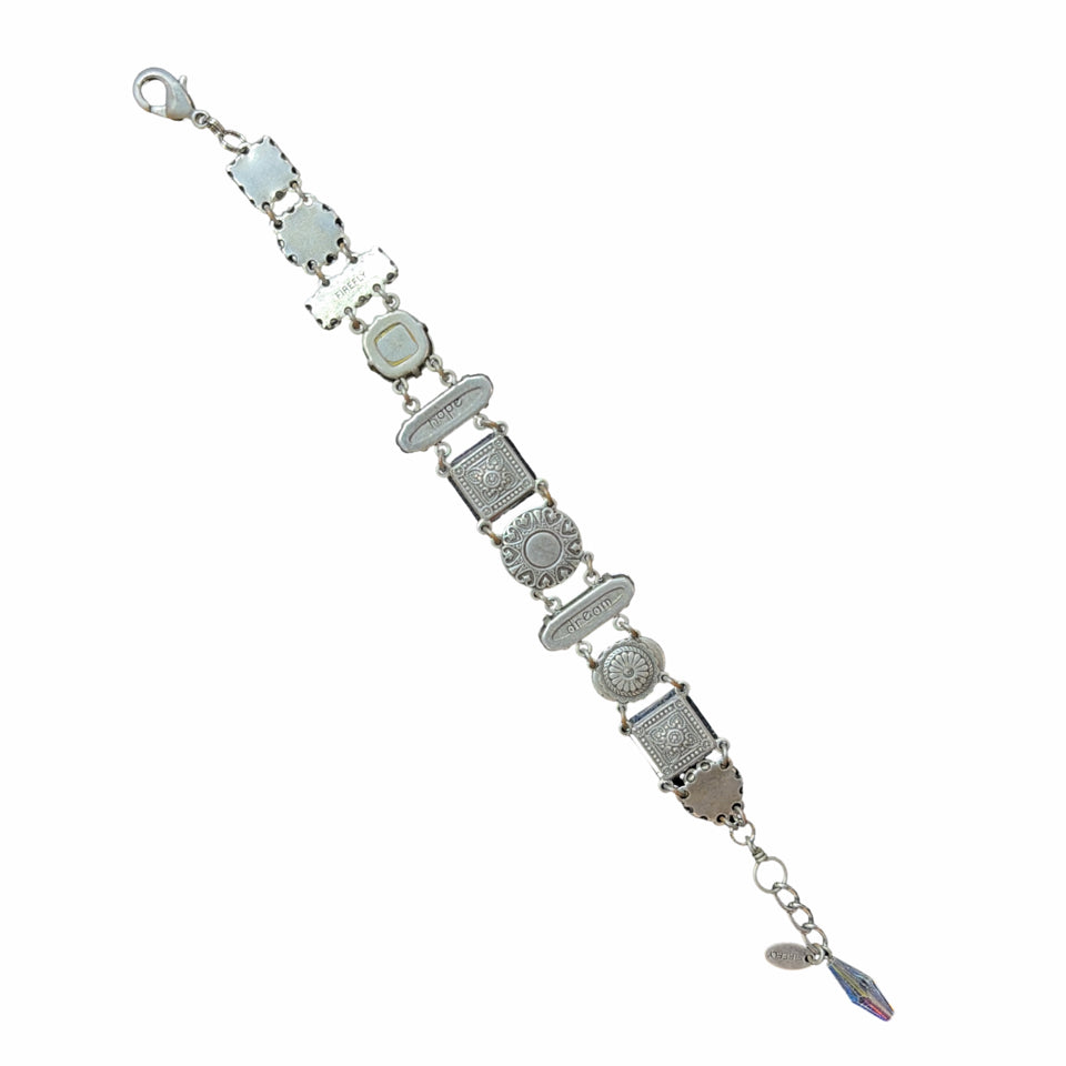 FIREFLY "LA DOLCE VITA" #3036-TQ SWAROVSKI & CZECH GLASS SILVER PLATED BRACELET
