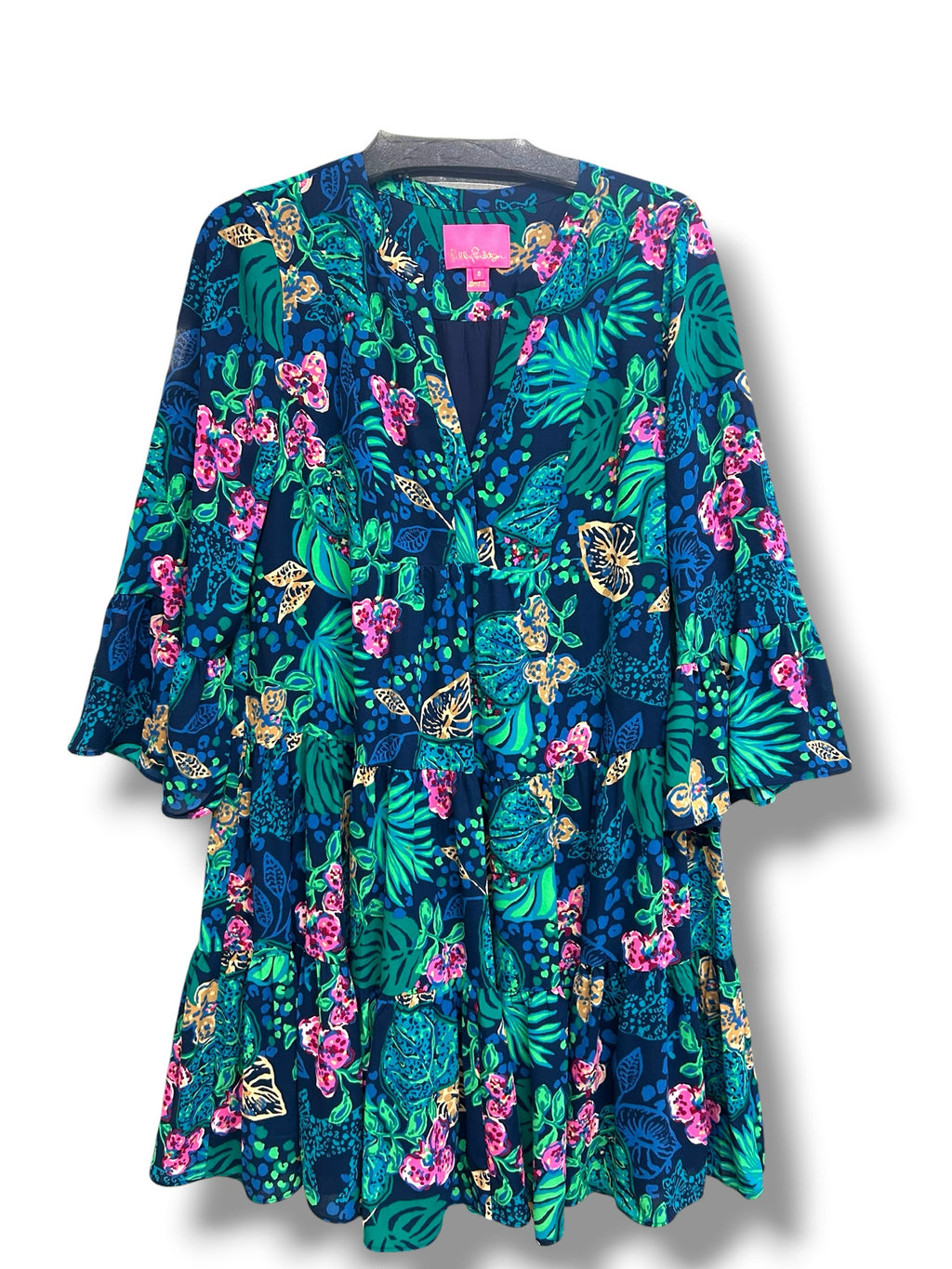 LILLY PULITZER GABRIEL BELL SLEEVE LOW TIDE LIFE OF THE PARTY DRESS SIZE 8