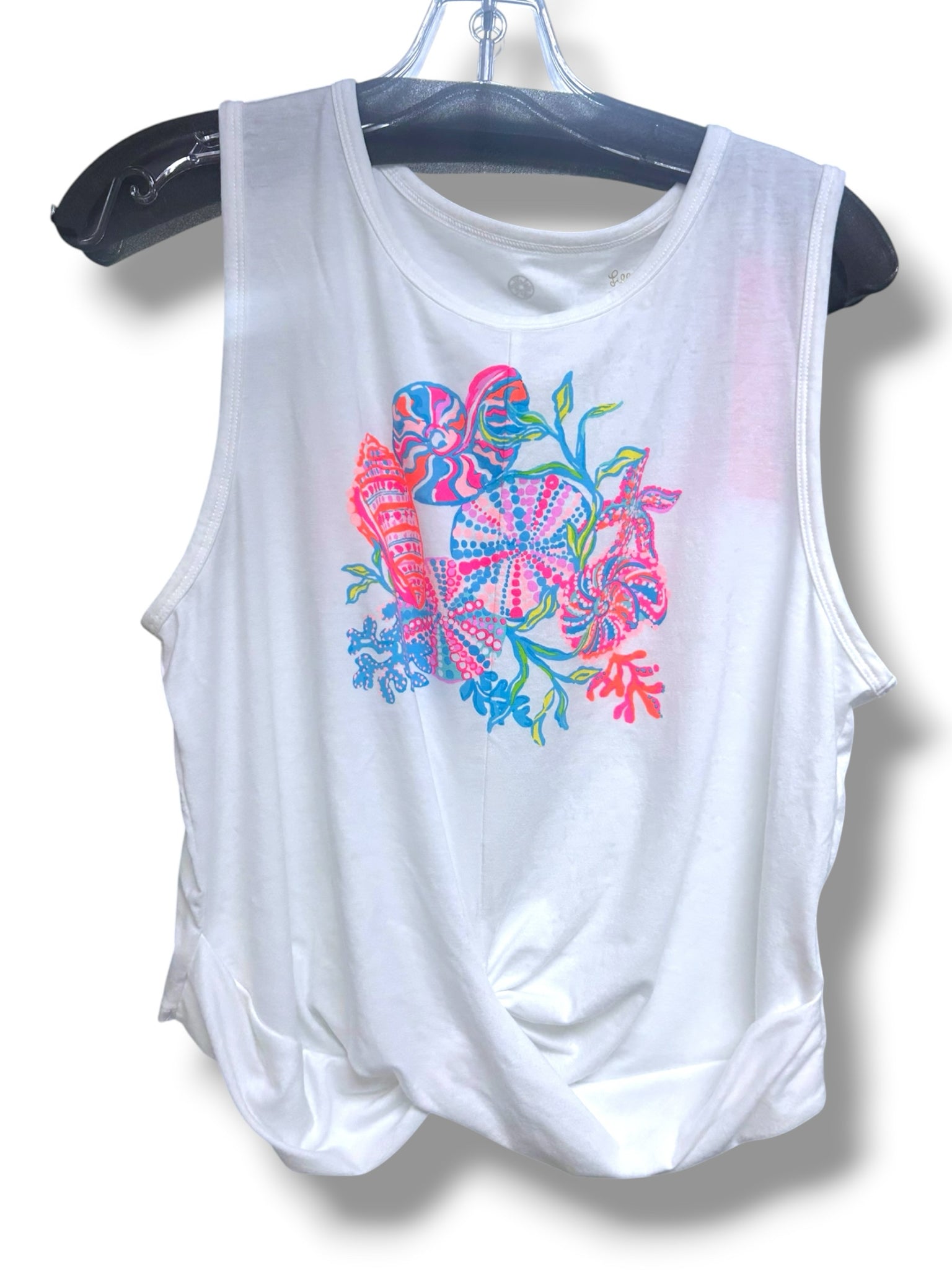NWT LILLY PULITZER GREER SEASHELL PRINT CROPPED TWIST FRONT TANK SIZE XL
