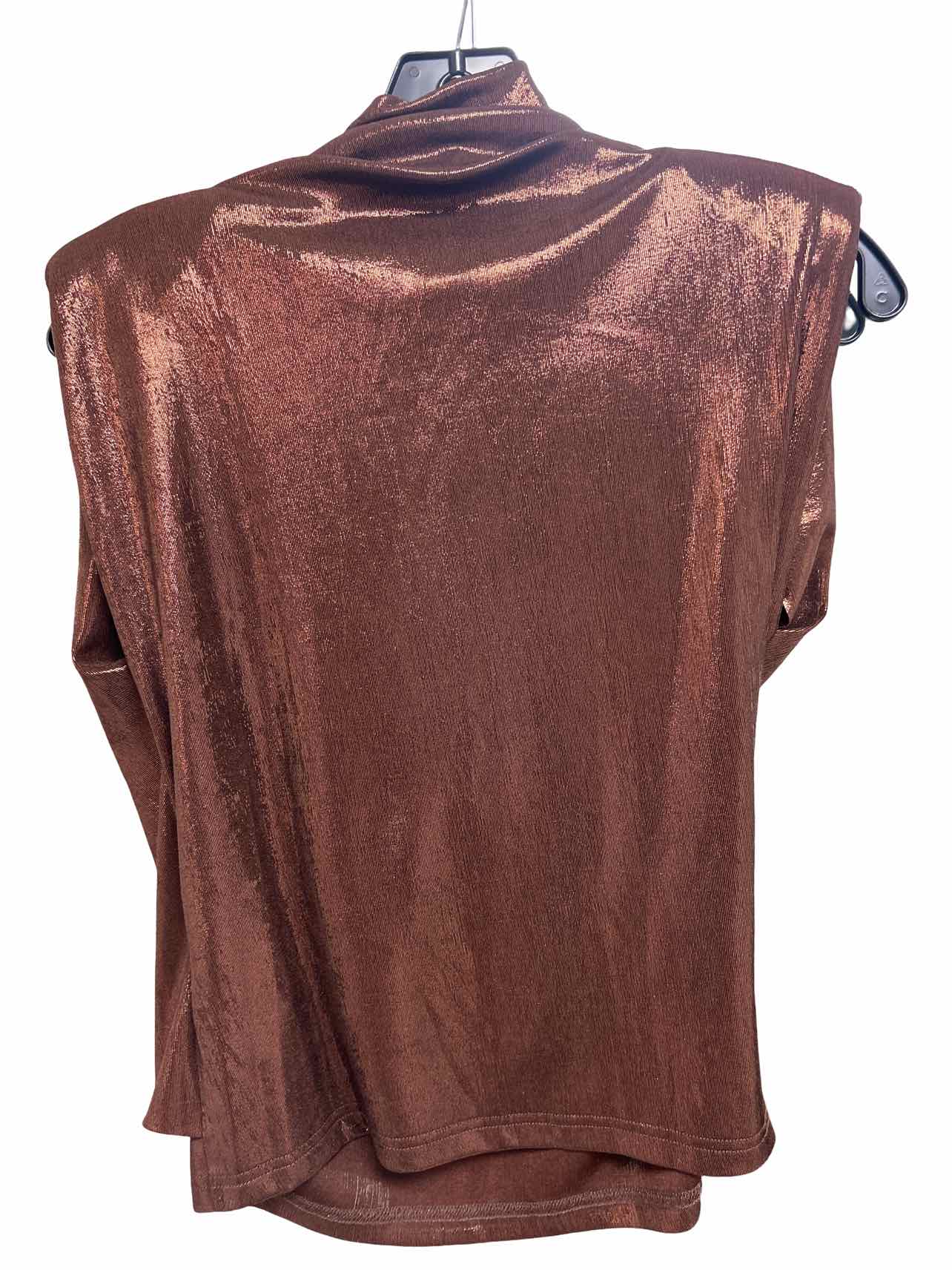 BOSTON PROPER METALLIC DRAPE MOCK NECK KNIT TOP SIZE: S