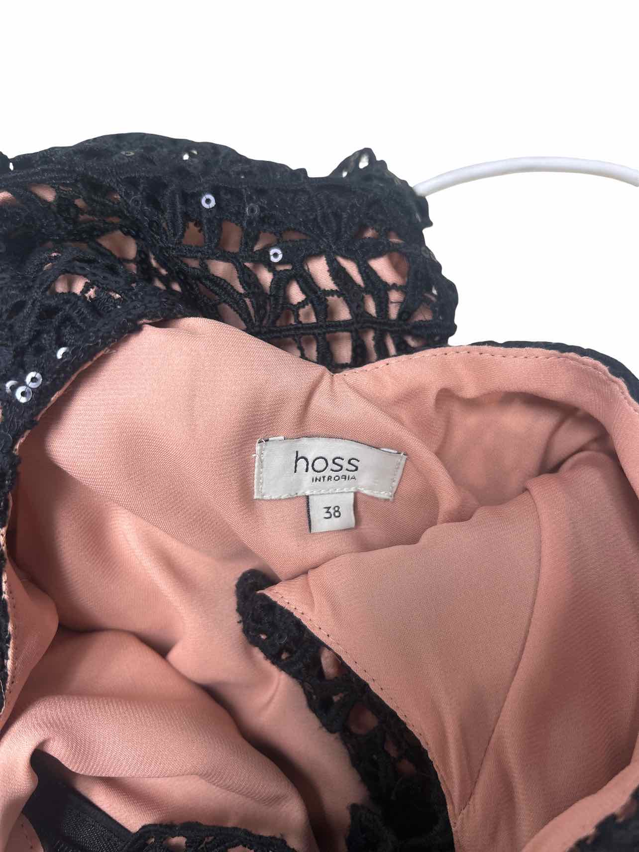 HOSS INTROPIA  BLACK LACE SEQUIN OVERLAY DRESS SIZE: 38