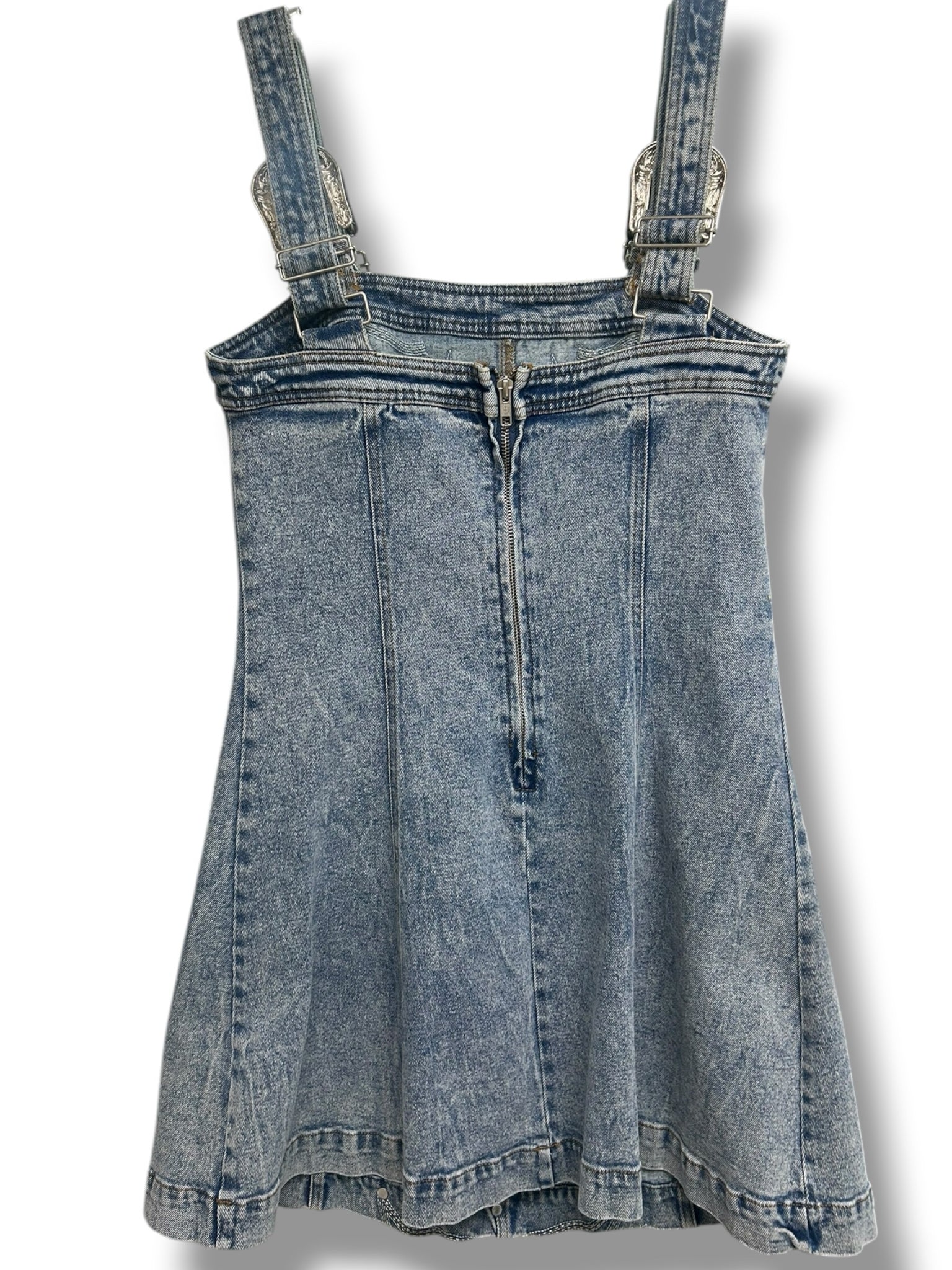 BUCKLE BLUE B MEDIUM WASH STUDDED WESTERN MINI DRESS SIZE MEDIUM