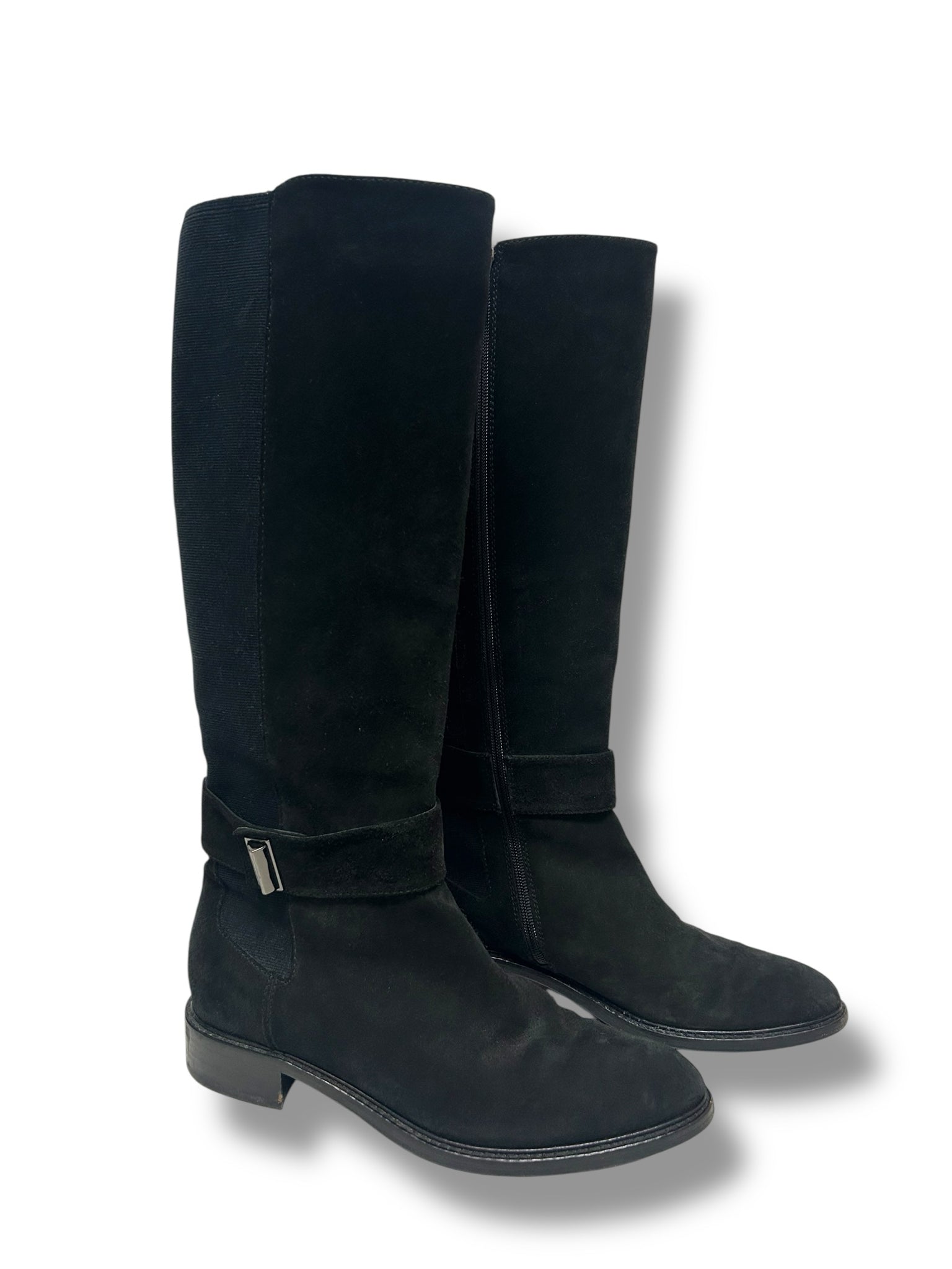 AQUATALIA BLACK  SUEDE STRETCH TALL ZIP BOOTS SIZE 9.5