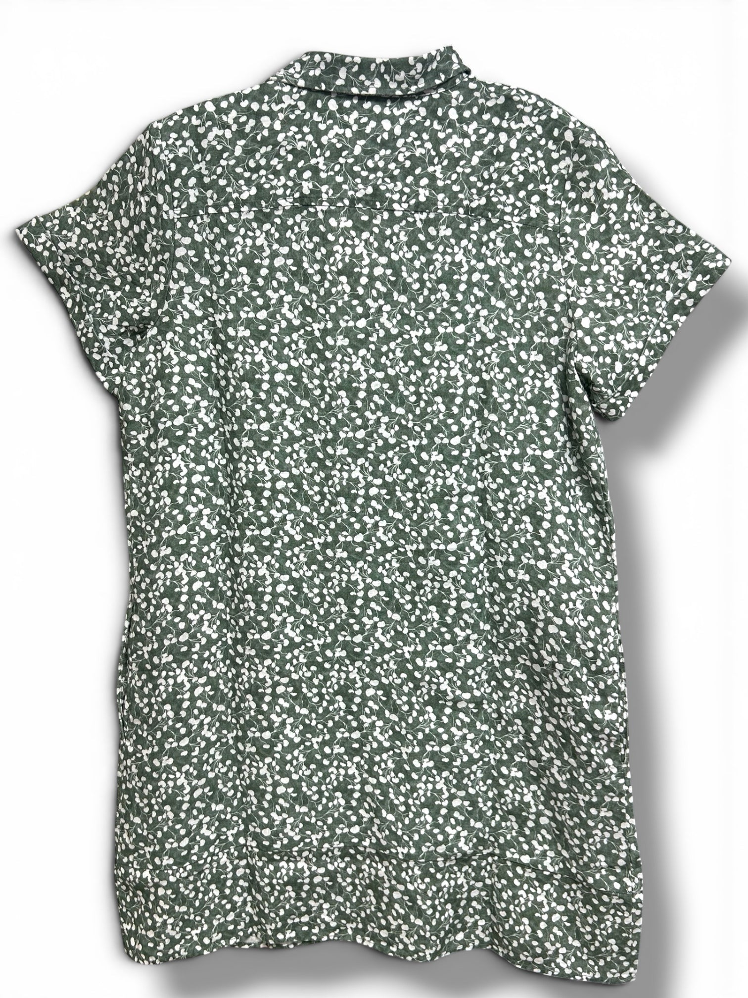 NWT GARNET HILL RELAXED POPOVER LINEN SAGE GREEN SHIRT DRESS SIZE LARGE