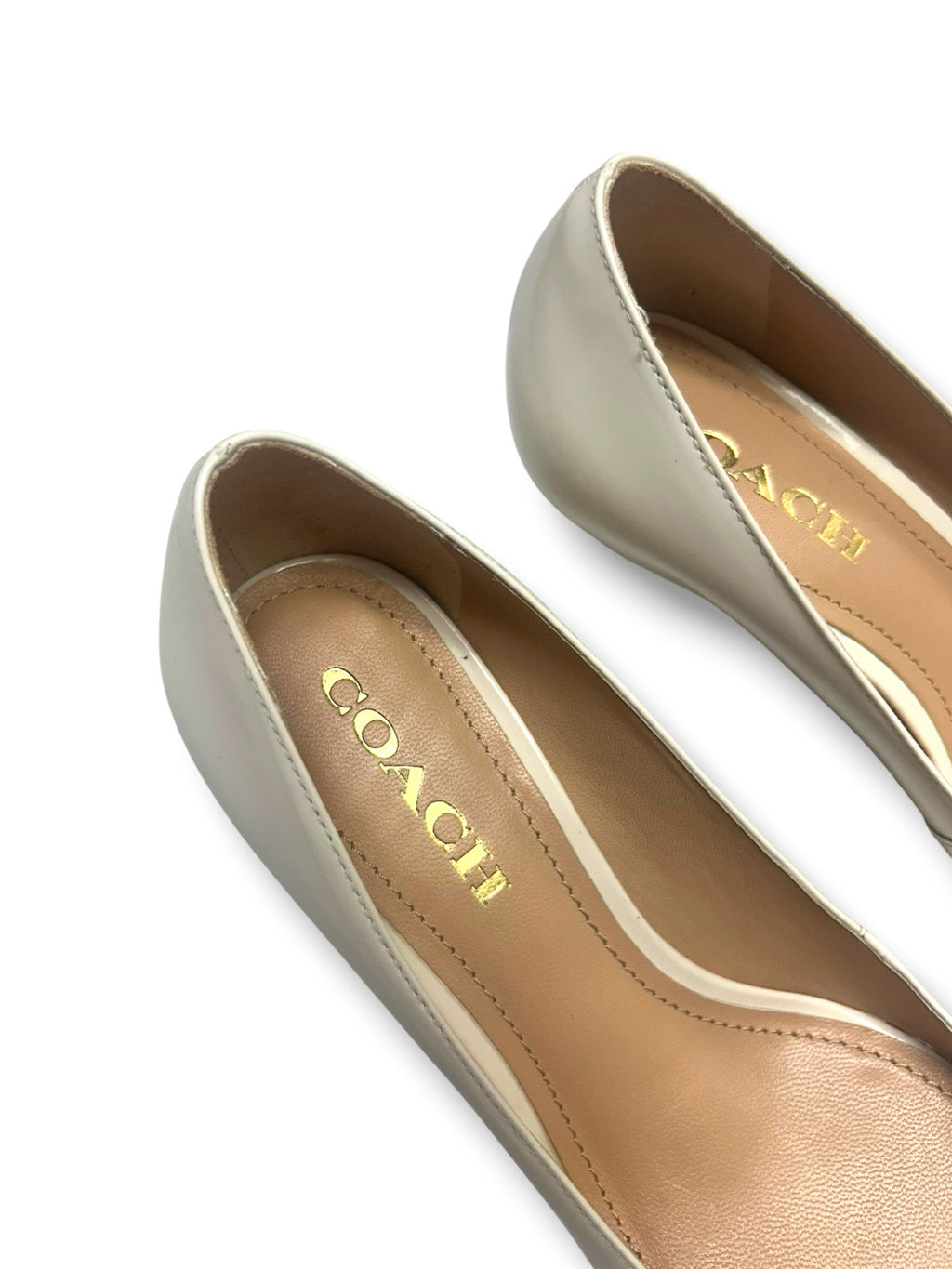 NIB COACH SLOANE PATENT LEATHER KITTEN HEEL CHALK WHITE SIZE 8