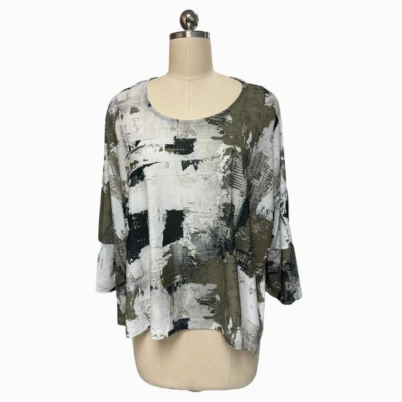 KOZAN WOOD WALL LAGENLOOK DRAPED GREEN/WHITE TOP SIZE M