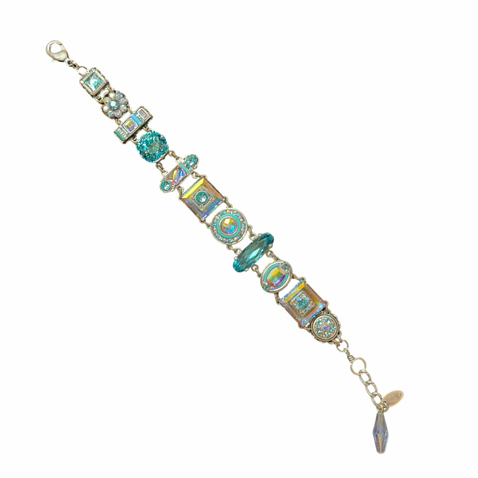 FIREFLY "LA DOLCE VITA" #3036-TQ SWAROVSKI & CZECH GLASS SILVER PLATED BRACELET
