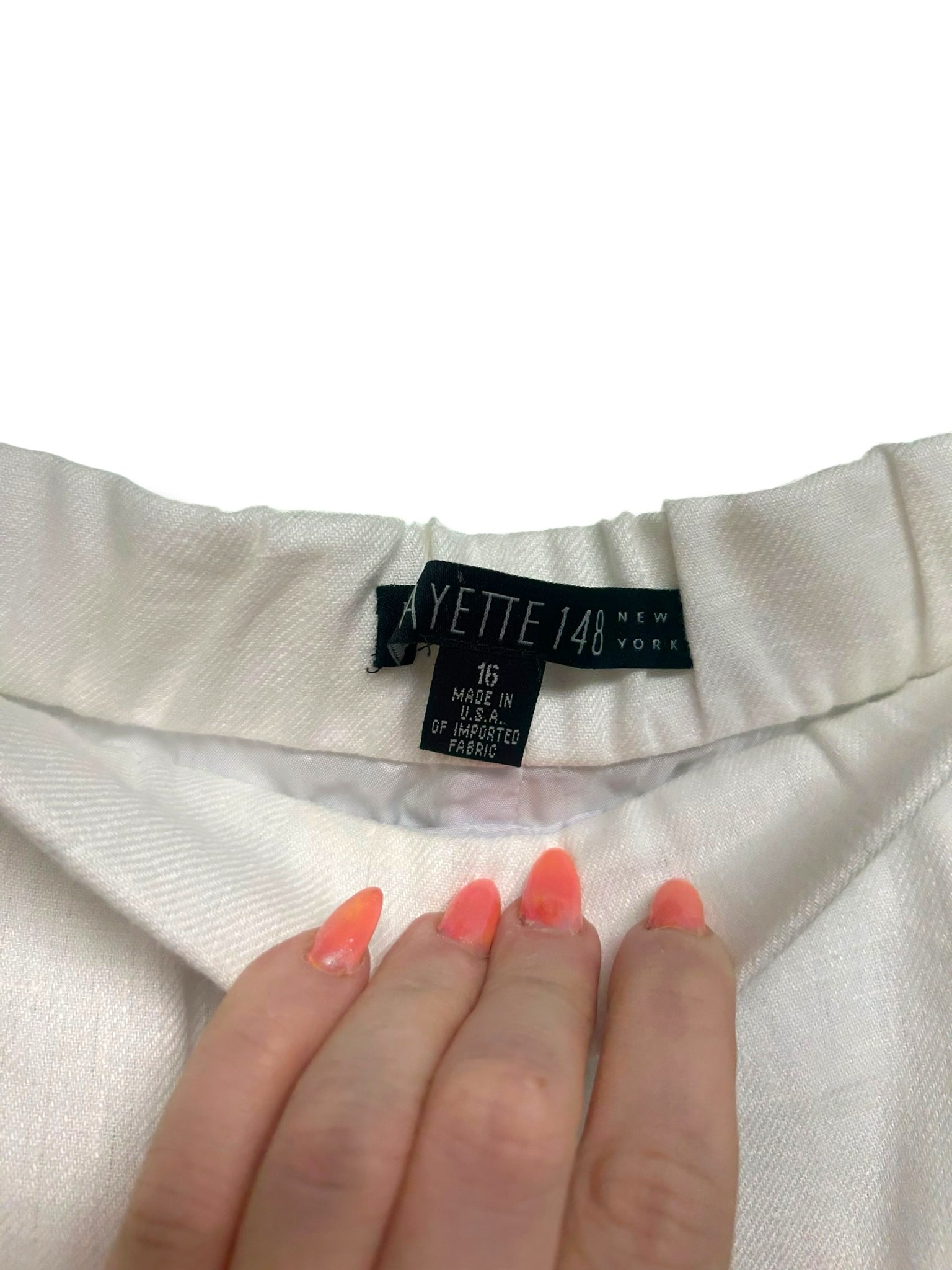 LAFAYETTE 148 WHITE LINED LINEN WIDE LEG TROUSER PANTS SIZE 16