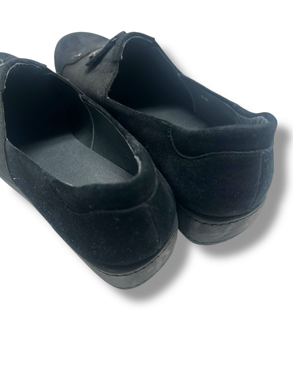 STUART WEITZMAN BLACK SUEDE STRETCH LUG WEDGE SLIP ON SHOES SIZE 7.5
