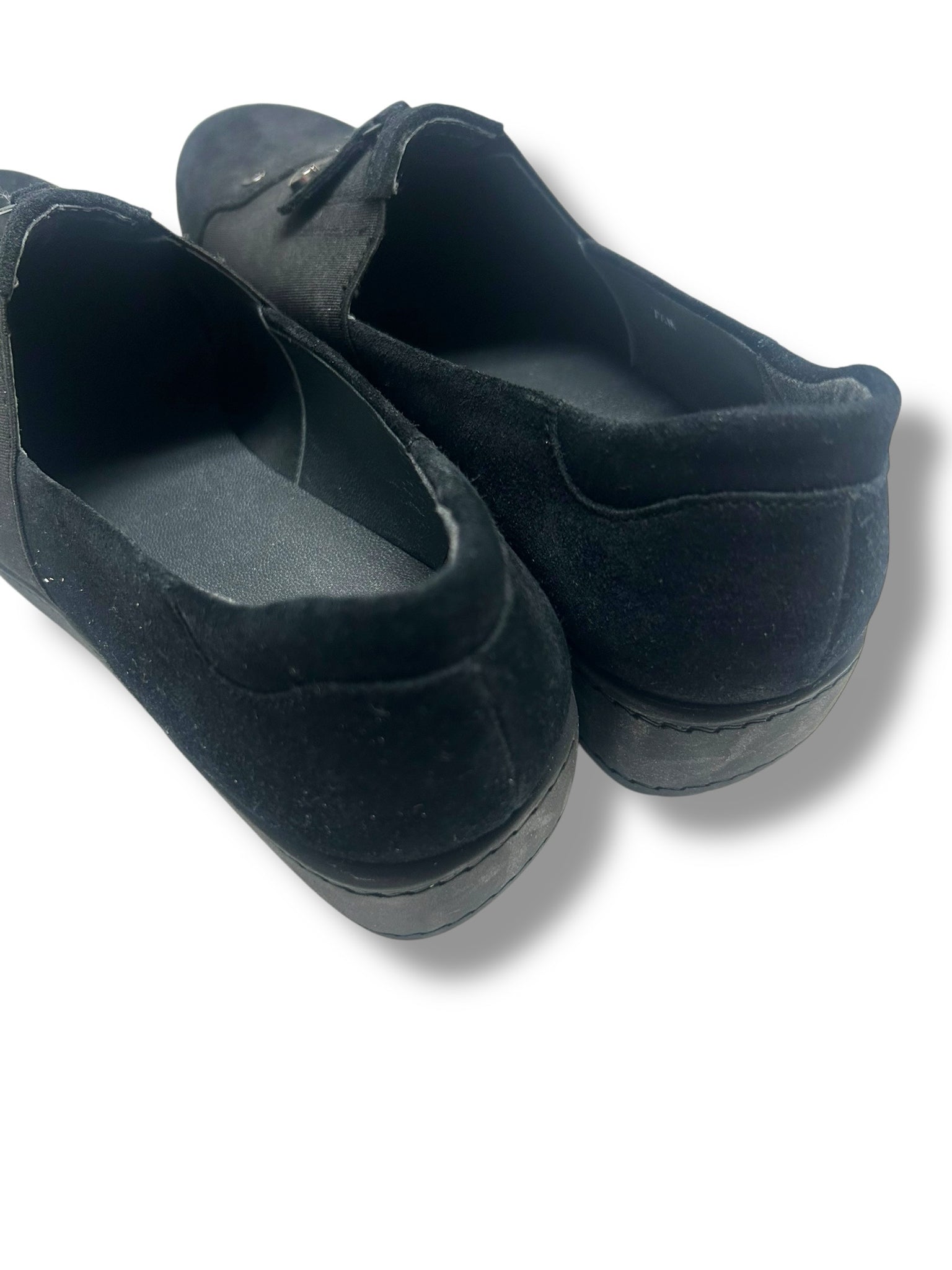 STUART WEITZMAN BLACK SUEDE STRETCH LUG WEDGE SLIP ON SHOES SIZE 7.5