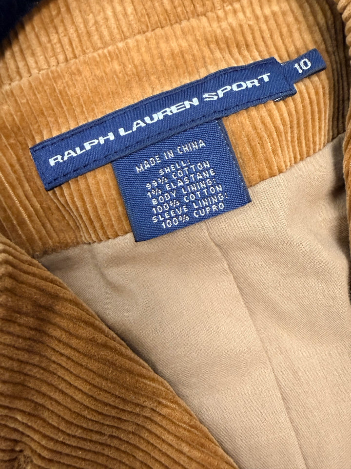 RALPH LAUREN VINTAGE CORDUROY LEATHER TRIMMED RIDING BLAZER SIZE 10