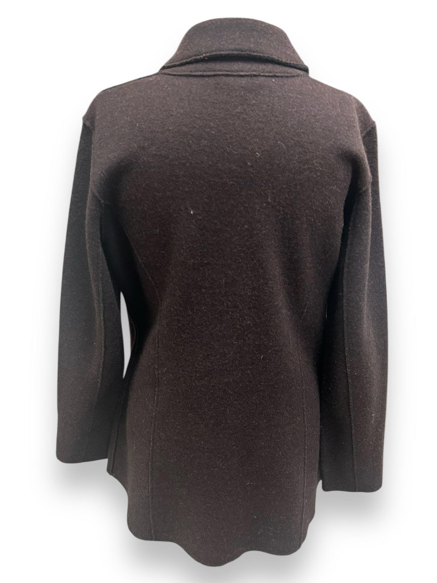 EILEEN FISHER BROWN MERINO WOOL NOTCH COLLAR SIZE SMALL