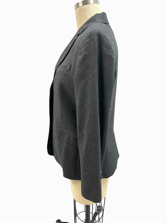 THEORY  CLASSIC SHRUNKEN SLEEK FLANNEL BLAZER SIZE: 8