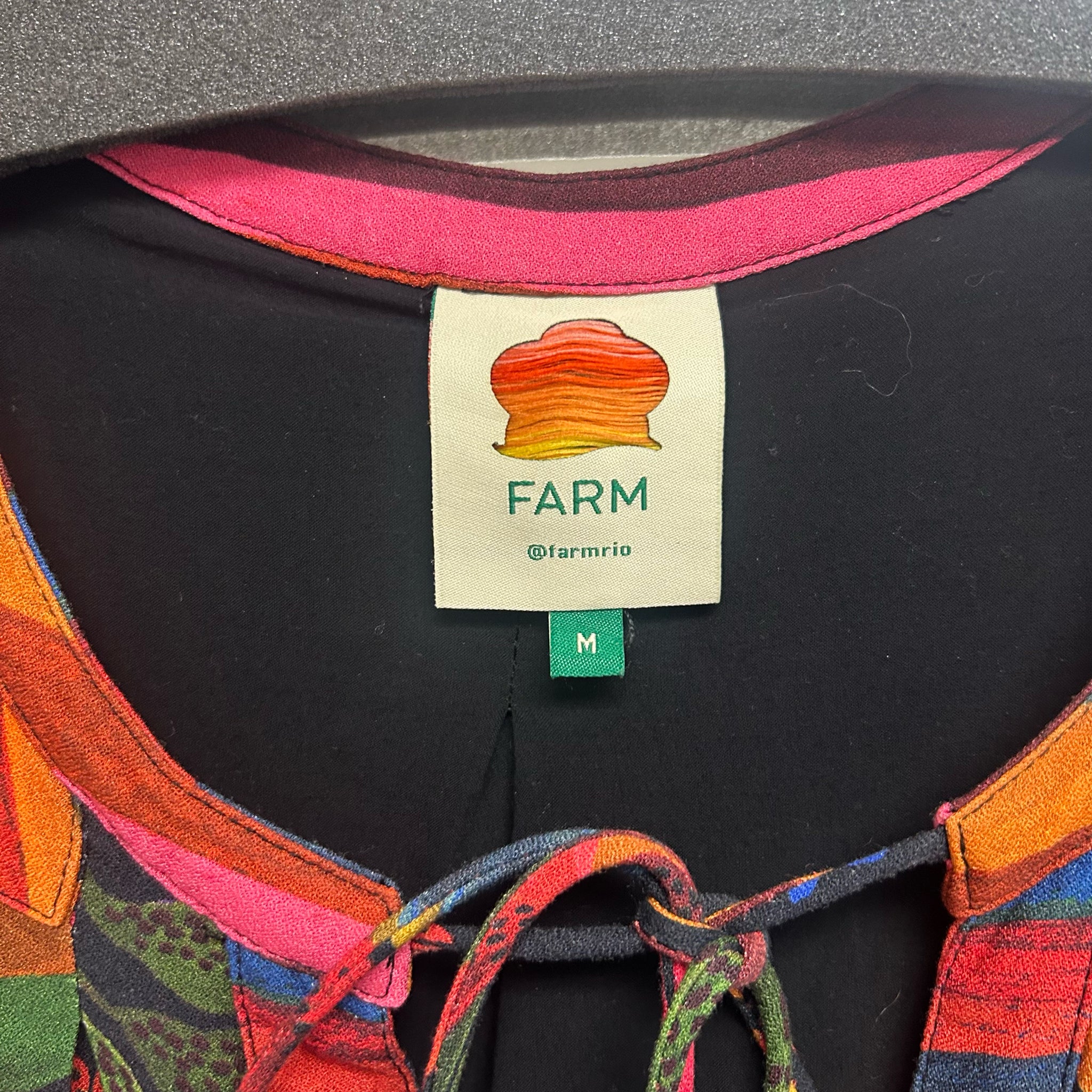 FARM RIO BLACK BANANA SKY MINI RUFFLE DRESS SIZE MEDIUM