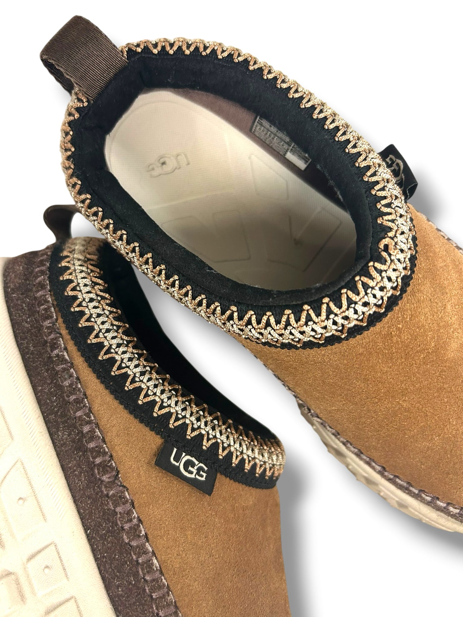 UGG WOMEN'S ALL VENTURE DAZE CHESTNUT SUEDE PLATFORM CLOGS SIZE 9