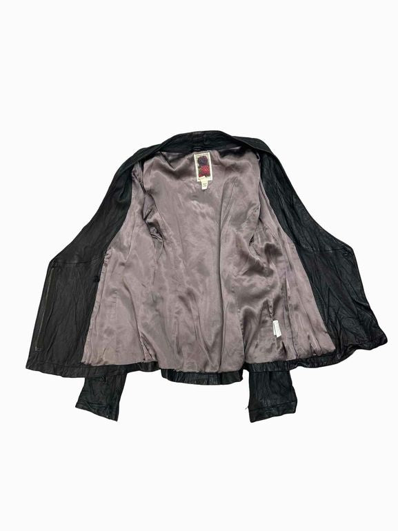 ANTHROPOLOGIE BURNING TORCH LEATHER DISTRESSED JACKET  SIZE: XS