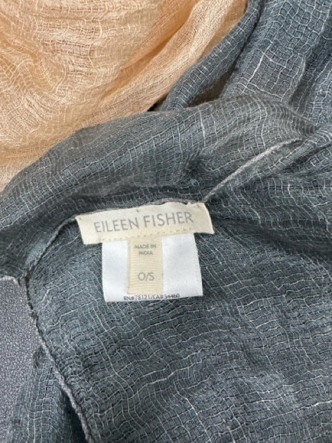 EILEEN FISHER LINEN SILK BLEND TWO TONE CRINKLE SCARF