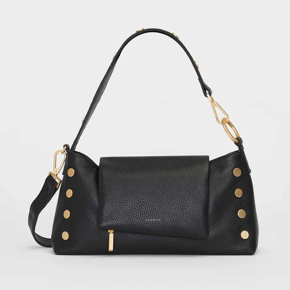 HAMMIT VIP SATCHEL IN BLACK/BRUSHED GOLD RED ZIP