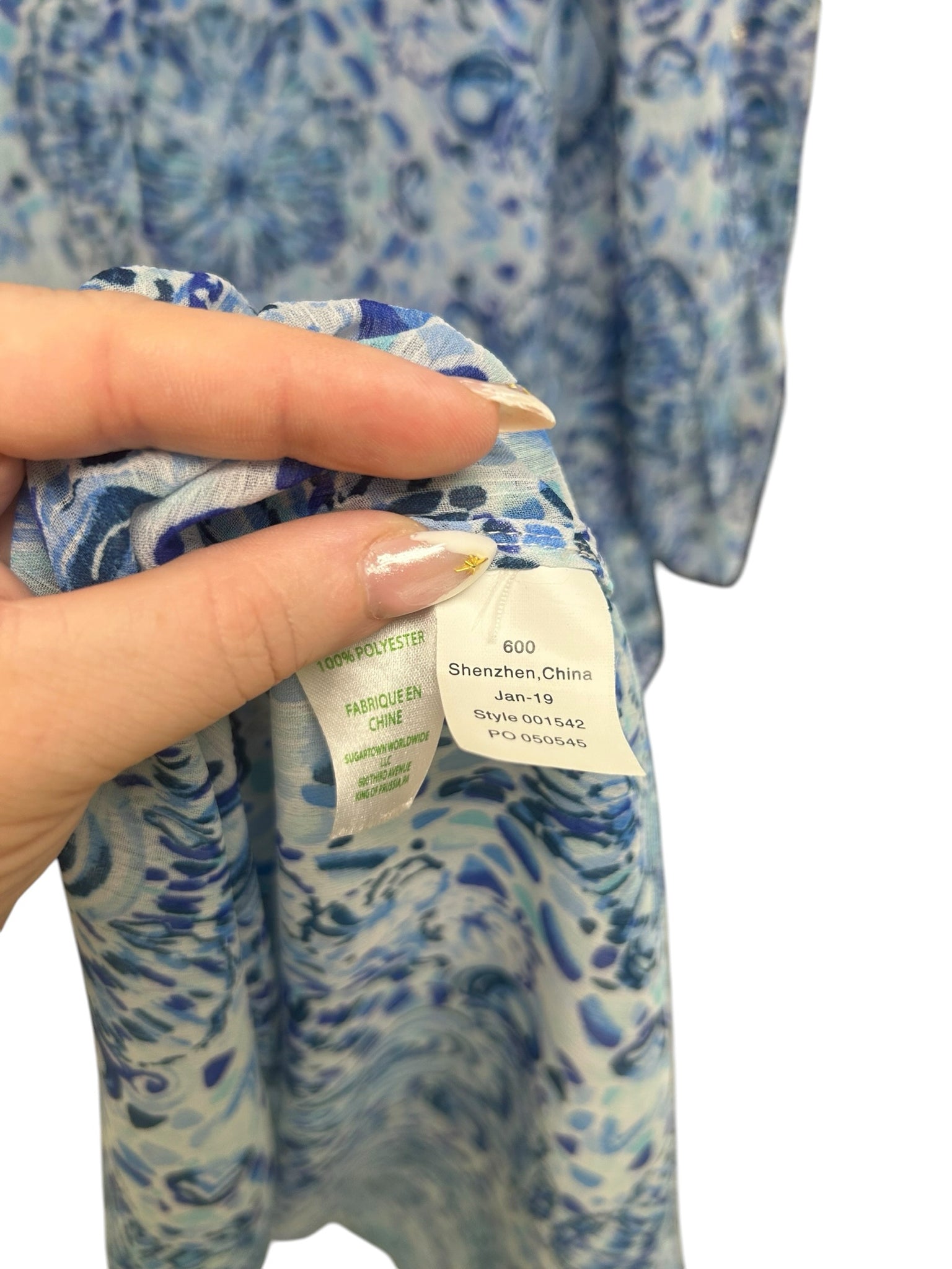 LILLY PULITZER NATALIE MAXI BLUE PAISLEY COVERUP DRESS SIZE XL