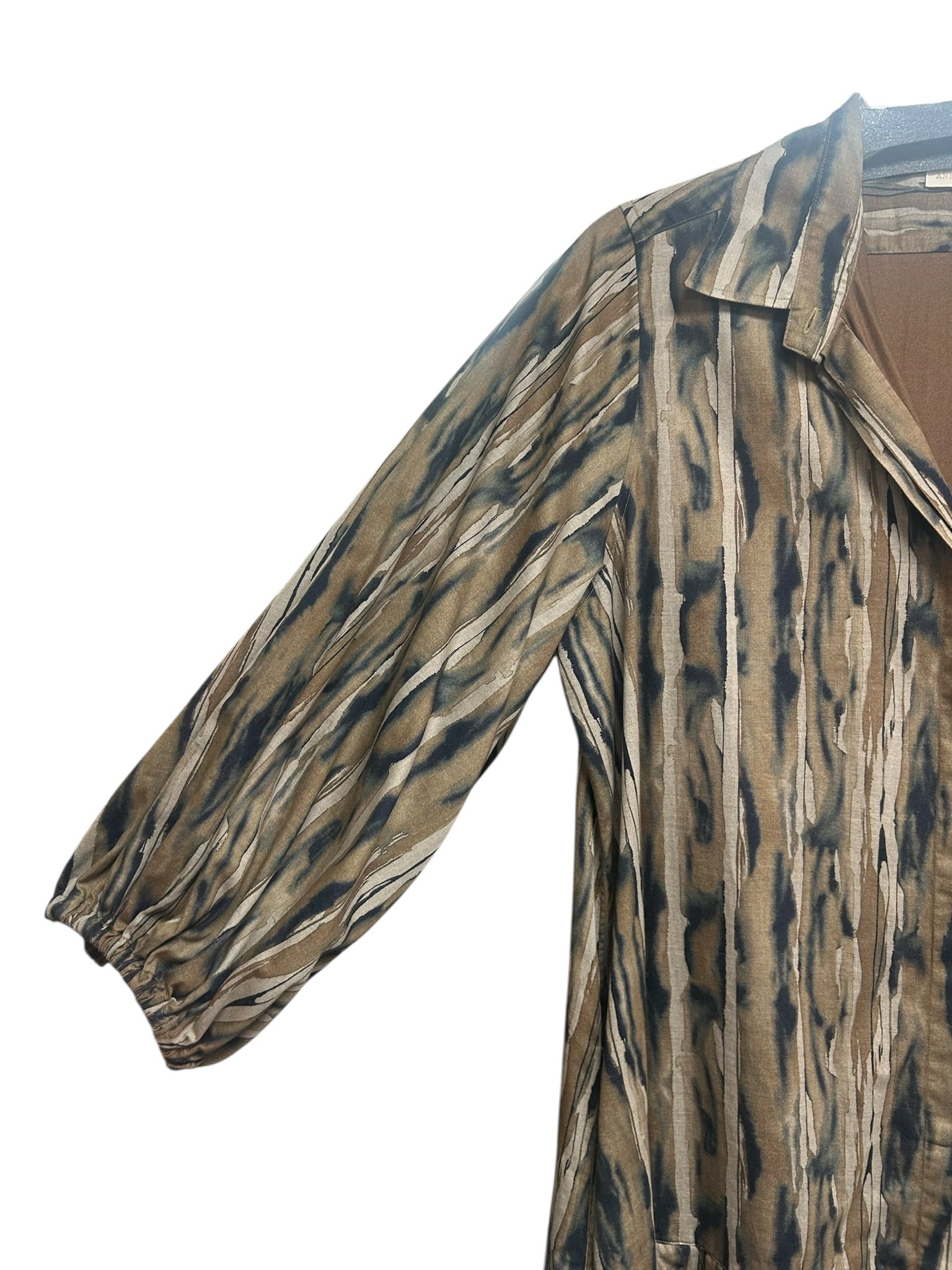 ANN MASHBURN ISLA TIERED SHIRT DRESS MAXI COTTON SIZE LARGE