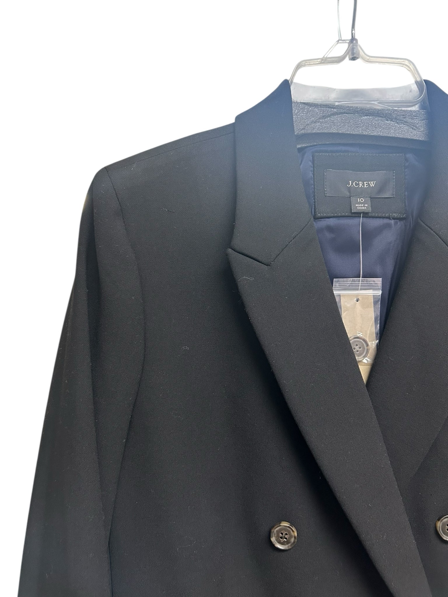 NWT J.CREW CROPPED DOUBLE BREASTED BLAZER IN FOUR SEASON STRETCH BLACK SIZE 10