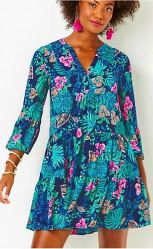LILLY PULITZER GABRIEL BELL SLEEVE LOW TIDE LIFE OF THE PARTY DRESS SIZE 8