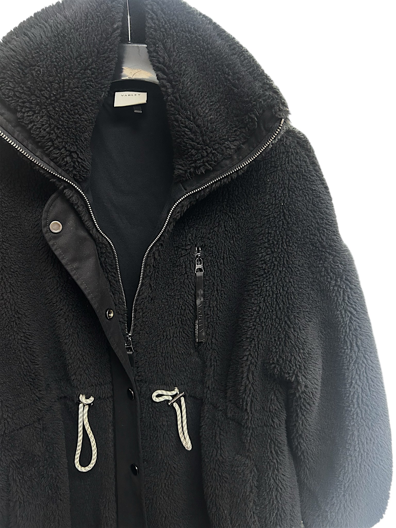 ANTHROPOLOGIE VARLEY LOGAN BLACK SHERPA LONG COAT SIZE XS