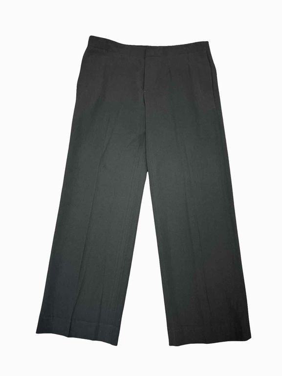 HELMUT LANG HIGH-RISE WIDE LEG WOOL BUTTON-FRONT SIZE: 4