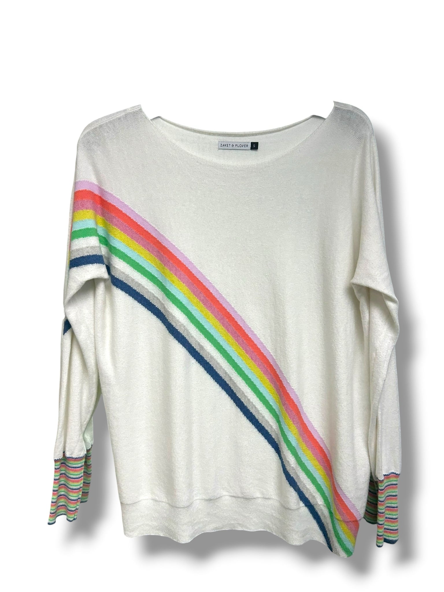 ZAKET AND PLOVER RAINBOW KNIT CASHMERE COTTON SWEATER SIZE SMALL