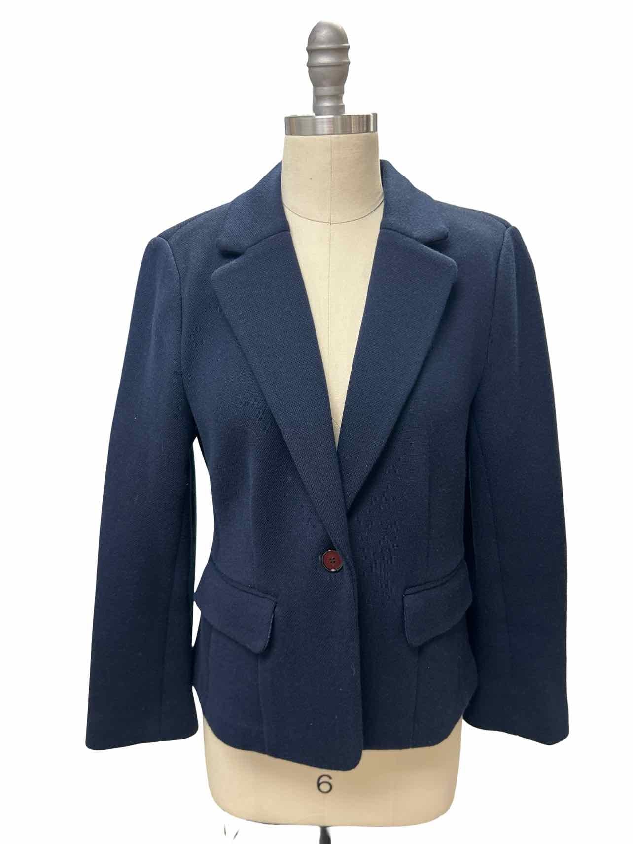FRAME  WOOL & COTTON BLEND STRETCH SINGLE BREASTED BLAZER SIZE: 8