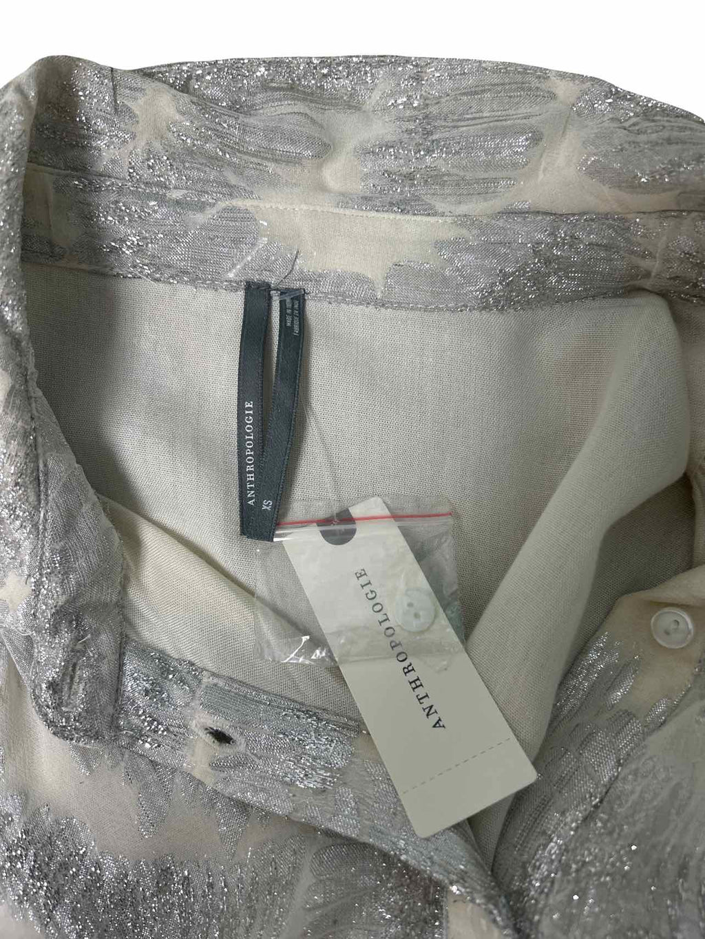 ANTHROPOLOGIE NWT! LONG SLEEVE LUREX MAXI SHIRT DRESS SIZE: XS
