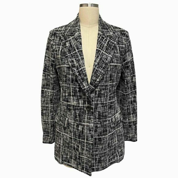 ROSETTA GETTY NEW! ETCHED PATTERN BLACK BLAZER JACKET SIZE M