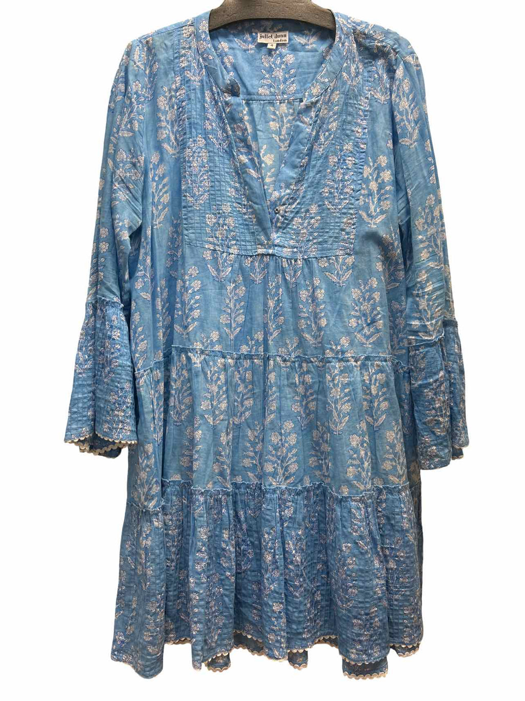 JULIET DUNN FLORAL BOHO SPLIT NECK TIERED DRESS SIZE: XL