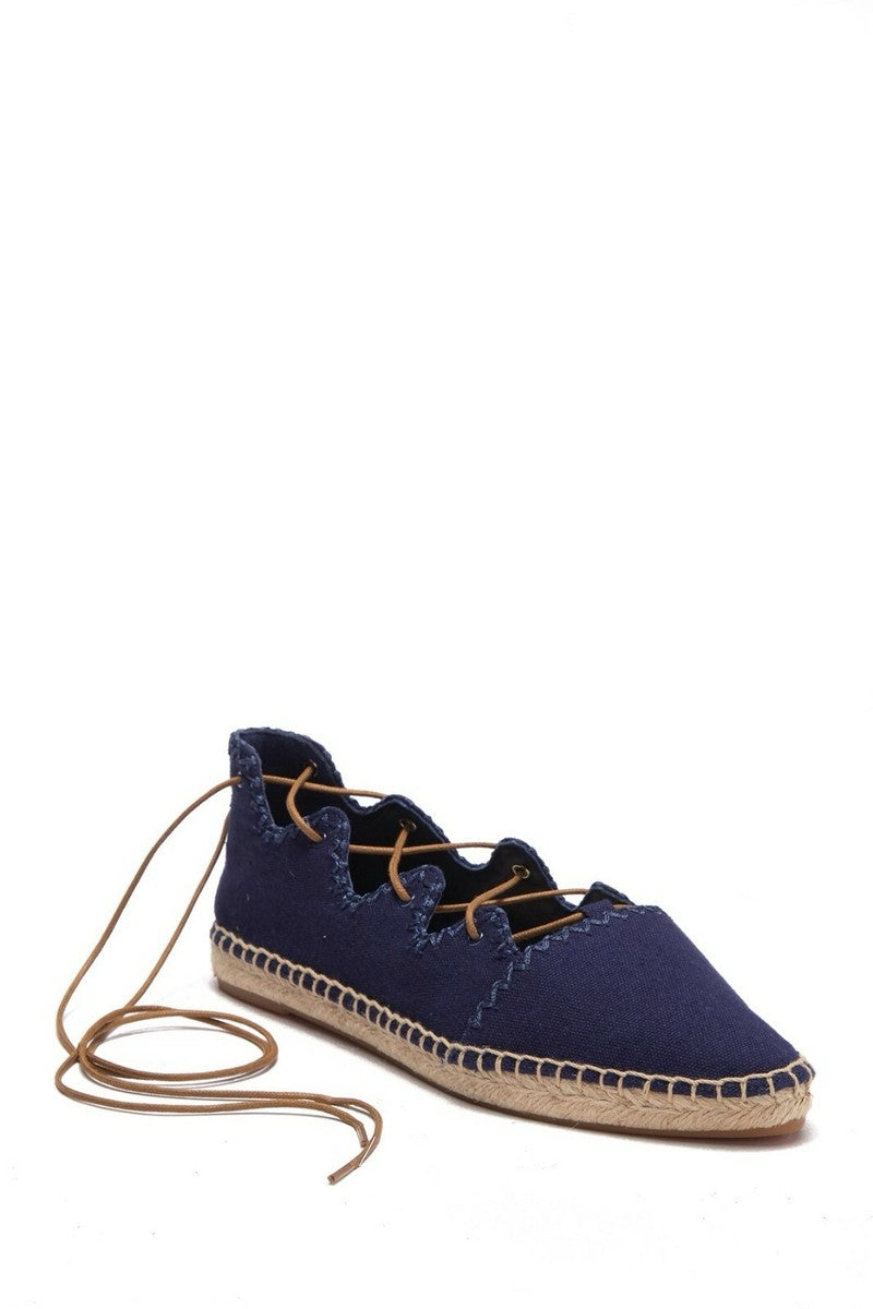 TORY BURCH SONOMA GHILLIE ESPADRILLE BLUE LACE UP FLATS SIZE 8.5