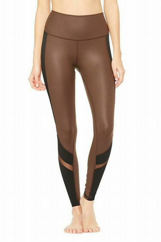 ALO YOGA ELEVATE HIGH WAISTED BROWN/BLACK LEGGING SIZE S