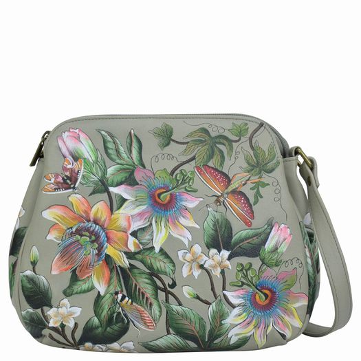 ANUSCHKA MULTI COMPARTMENT MEDIUM BAG HANDPAINTED FLORAL PASSION