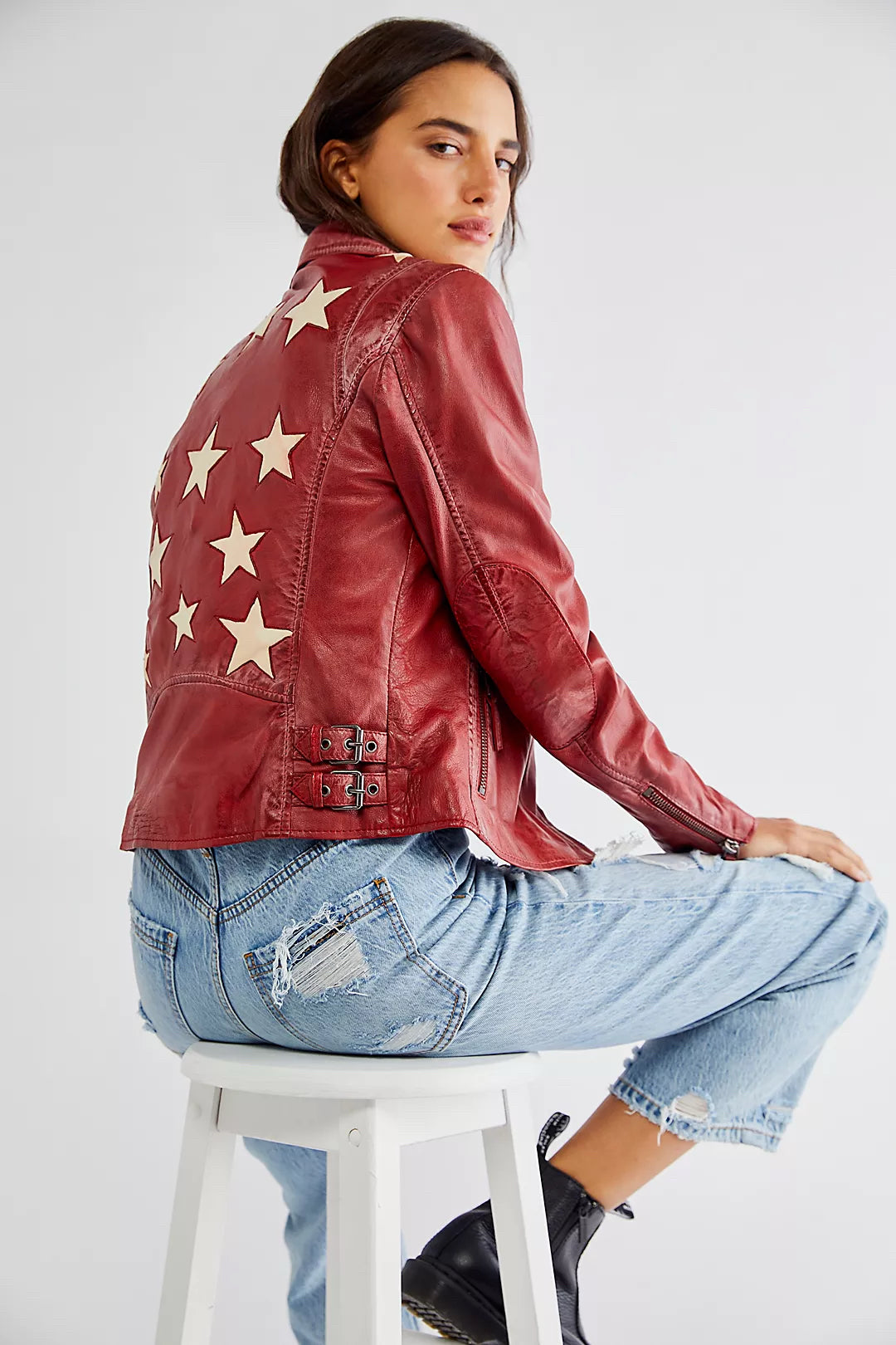 FREE PEOPLE MAURITIUS CHRISTY STAR WITH BUCKLES STAR PRINT SIZE 10