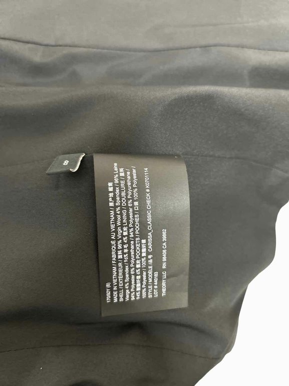 THEORY CARISSA CLASSIC CHECK BLAZER SIZE: 8