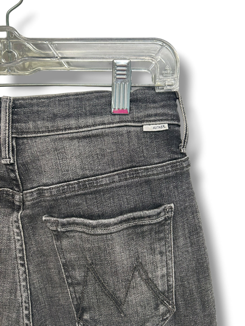 MOTHER THE SUPER SWOONER IN OPEN LATE CHARCOAL BLACK FRAY HEM JEANS SIZE 27