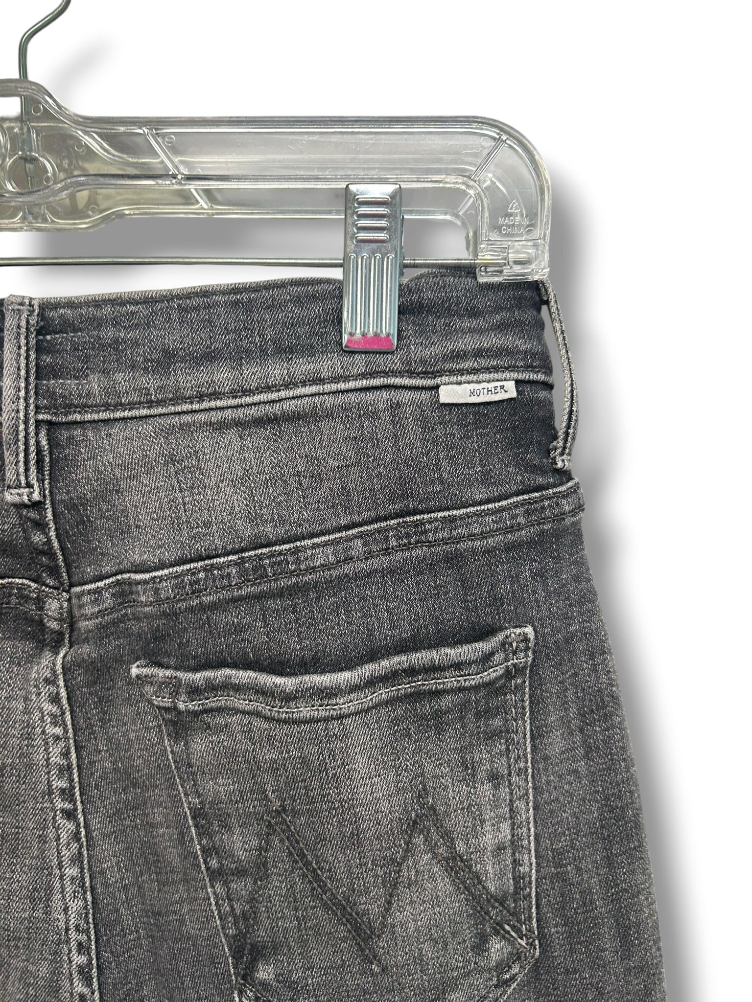 MOTHER THE SUPER SWOONER IN OPEN LATE CHARCOAL BLACK FRAY HEM JEANS SIZE 27