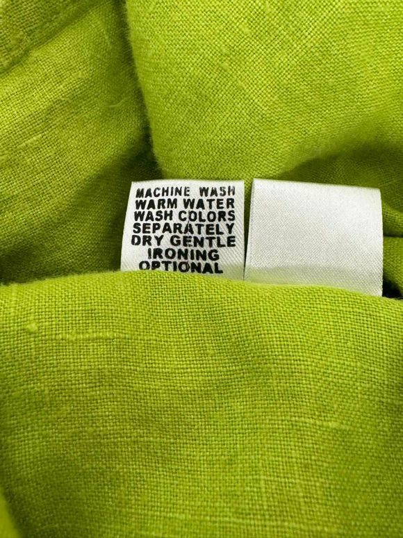 FLAX 100% LINEN SHIRT LIME GREEN JACKET SIZE M