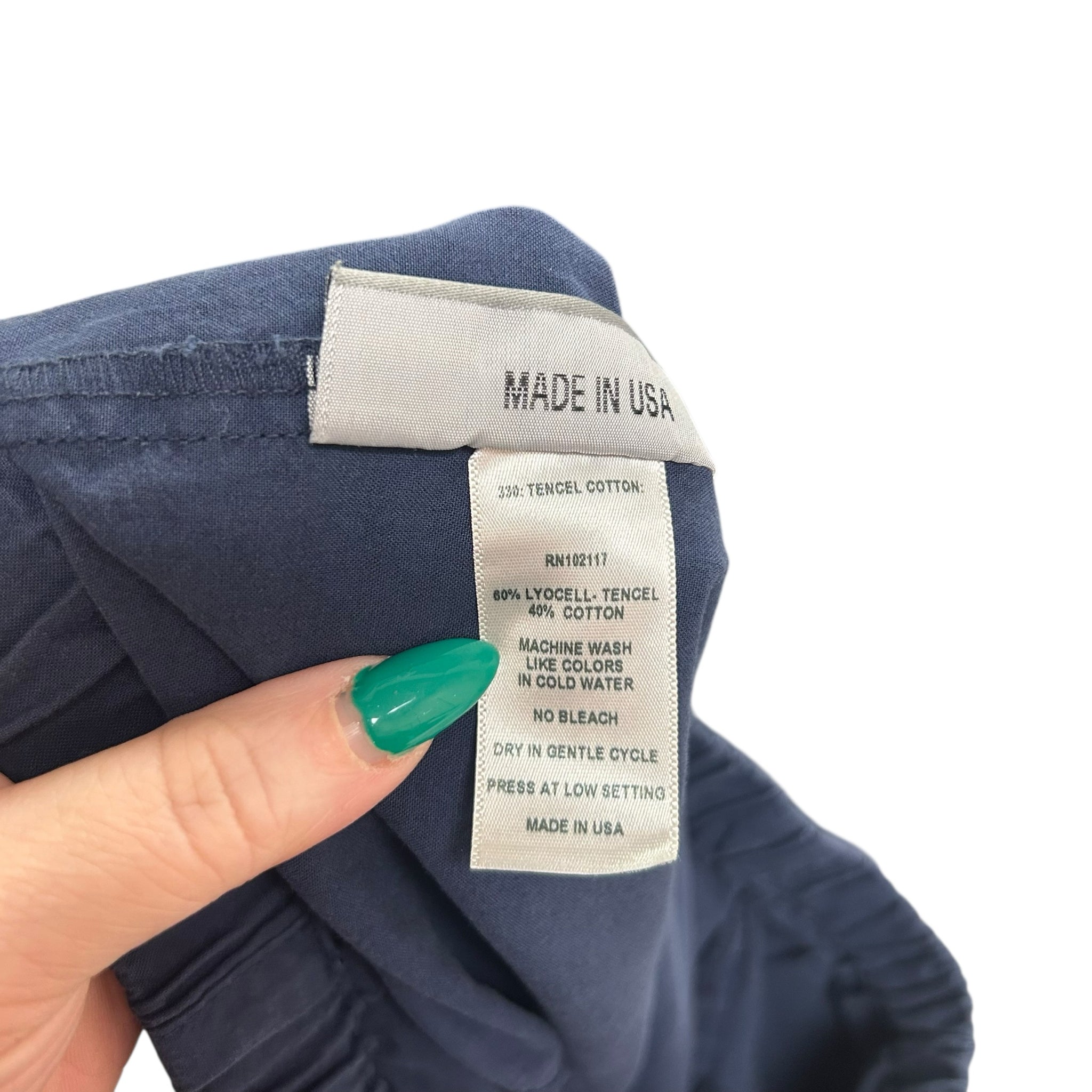 ELEVEN STITCH DESIGN NAVY BLUE CROPPED BARREL BALLOON PANTS SIZE XS