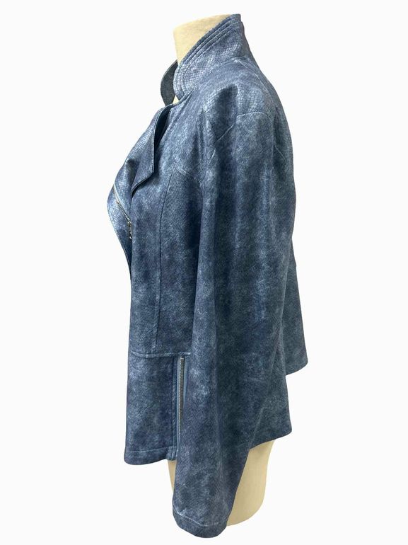 CLARA SUN WOO SIGNATURE LIQUID LEATHER JACKET DENIM SIZE: L